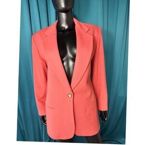 The Limited Wool Cashmere Blend Blazer Jacket Coral Pink Vintage Oversized Sz M